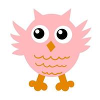 Cute cartoon owl in flat style isolated on white background. vector