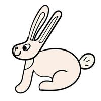 Cute cartoon doodle bunny isolated on white background. Funny rabbit. vector