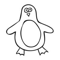 pingüino lineal de dibujos animados doodle aislado sobre fondo blanco. vector