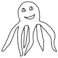 pulpo lineal de dibujos animados doodle aislado sobre fondo blanco vector