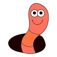 Cartoon linear doodle retro happy worm isolated on white background. vector