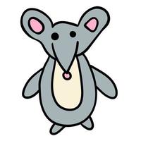 Cartoon doodle retro mouse isolated on white background. vector