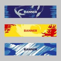 Simple colorful horizontal banners made of colored brush strokes and spots. vector