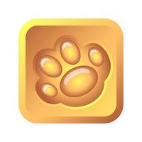 Footprint on a gold background. Gold paw icon on a white background. Element for creating a design. vector