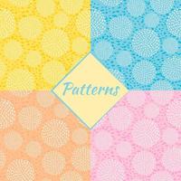 Seamless pattern circles from white dots freehand, round spots on a light blue, yellow, pink, coral color background. Abstract drawing. vector