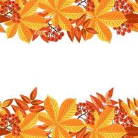 Autumn colorful frame of leaves. vector