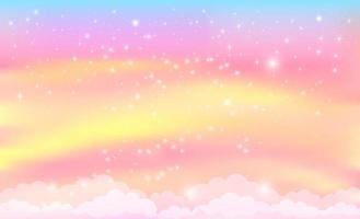 Fantasy background of pink magic sky in sparkling stars. vector