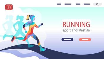 mujer joven está corriendo. deportes, jogging, estilo de vida saludable, cuidado del cuerpo. vector