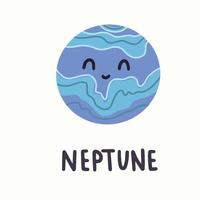 illustration of planet neptune with face in hand draw style vector