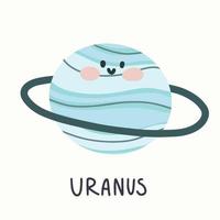 illustration of planet uranus with face in hand draw style vector