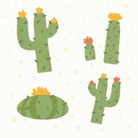 set of cactus illustration in hand draw style vector