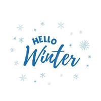 hola invierno 2022. letras con copos de nieve. ilustración vectorial de invierno. vector