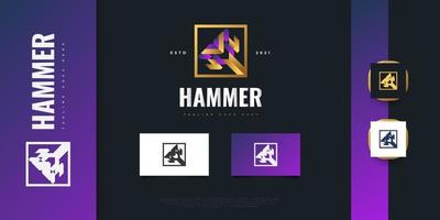 Luxury Hammer Logo in Purple and Gold Style for Mascot, Game Identity, or Studio Logo. War Hammer Logo or Symbol vector