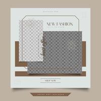 Social media post template minimalist style with floral illustration for fashion promotion. Minimal square web banner for social media mobile app vector