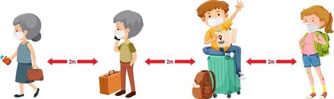 Social distancing with tourists waiting in a queue vector