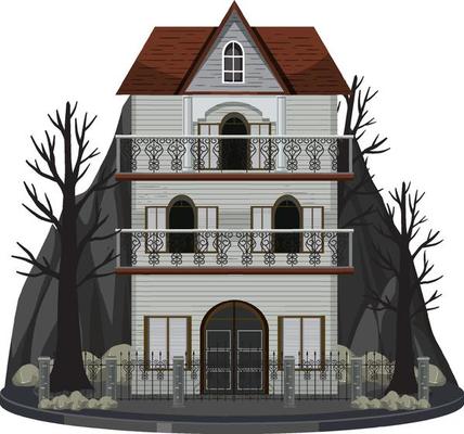 Halloween haunted house on white background