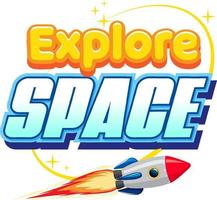 Explore Space word logo design vector