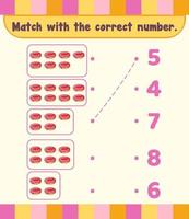 Count and match numbers math worksheet template vector