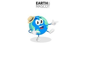 Cartoon earth mascot, vector illustration of a cute blue earth character mascot
