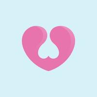 Double Heart Vector. Two and Twin Pink Love Icon Design Template vector