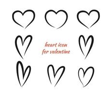 brush heart icon for valentine's day. simple line art love symbol and wedding ornament vector