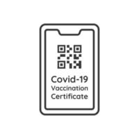Ilustración de icono de certificado de vacunación covid-19. tarjeta internacional o pasaporte como prueba de que ha sido vacunado contra el virus corona vector