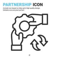 Partnership icon vector with outline style isolated on white background. Vector illustration teamwork sign symbol icon concept for digital business, finance, industry, company, apps and project