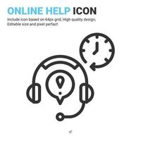 Online help icon vector with outline style isolated on white background. Vector illustration service center sign symbol icon concept for business, finance, industry, company, apps and project