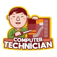 COMPUTER TECHNICIAN PROFESSION LOGO vector