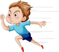 Running boy cartoon character on white background vector