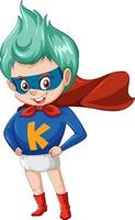 etiqueta engomada del personaje de dibujos animados de superboy o superhéroe vector