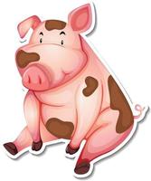 Dirty pig farm animal cartoon sticker vector