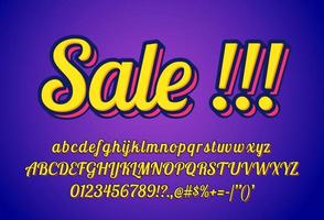 Retro 80s font effect with sale word for title, heading, poster, ads vector