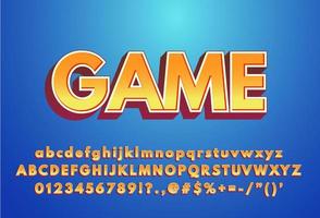 Game text effect font complete set alphabet for game title or logo vector