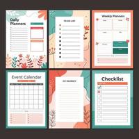 Journal Planner Template with Cute Colorful Theme vector