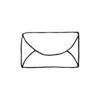 Mail icon, closed envelope, email symbol. Sketch letter vector