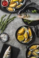 flat lay delicious seafood composition 3 photo