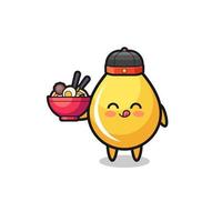 honey drop as Chinese chef mascot holding a noodle bowl vector