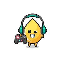 honey drop gamer mascot holding a game controller vector