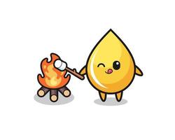 honey drop character is burning marshmallow vector