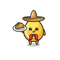 mascota de chef mexicano con gota de miel sosteniendo un taco vector