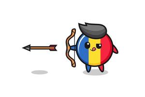 illustration of romania flag character doing archery vector