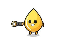mascota de gota de miel con linterna vector