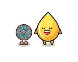 cute honey drop is standing in front of the fan vector