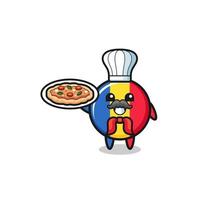 romania flag character as Italian chef mascot vector