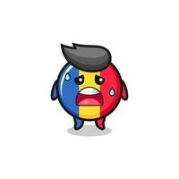 the fatigue cartoon of romania flag vector