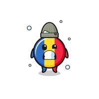 cute cartoon romania flag with shivering expression vector