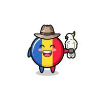 romania flag zookeeper mascot with a parrot vector