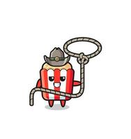 the popcorn cowboy with lasso rope vector