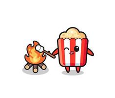 popcorn character is burning marshmallow vector